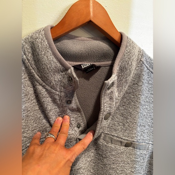 Eddie Bauer Men's Heather Gray Zip-Up Sweater large winter fall neutral basic - Picture 13 of 14